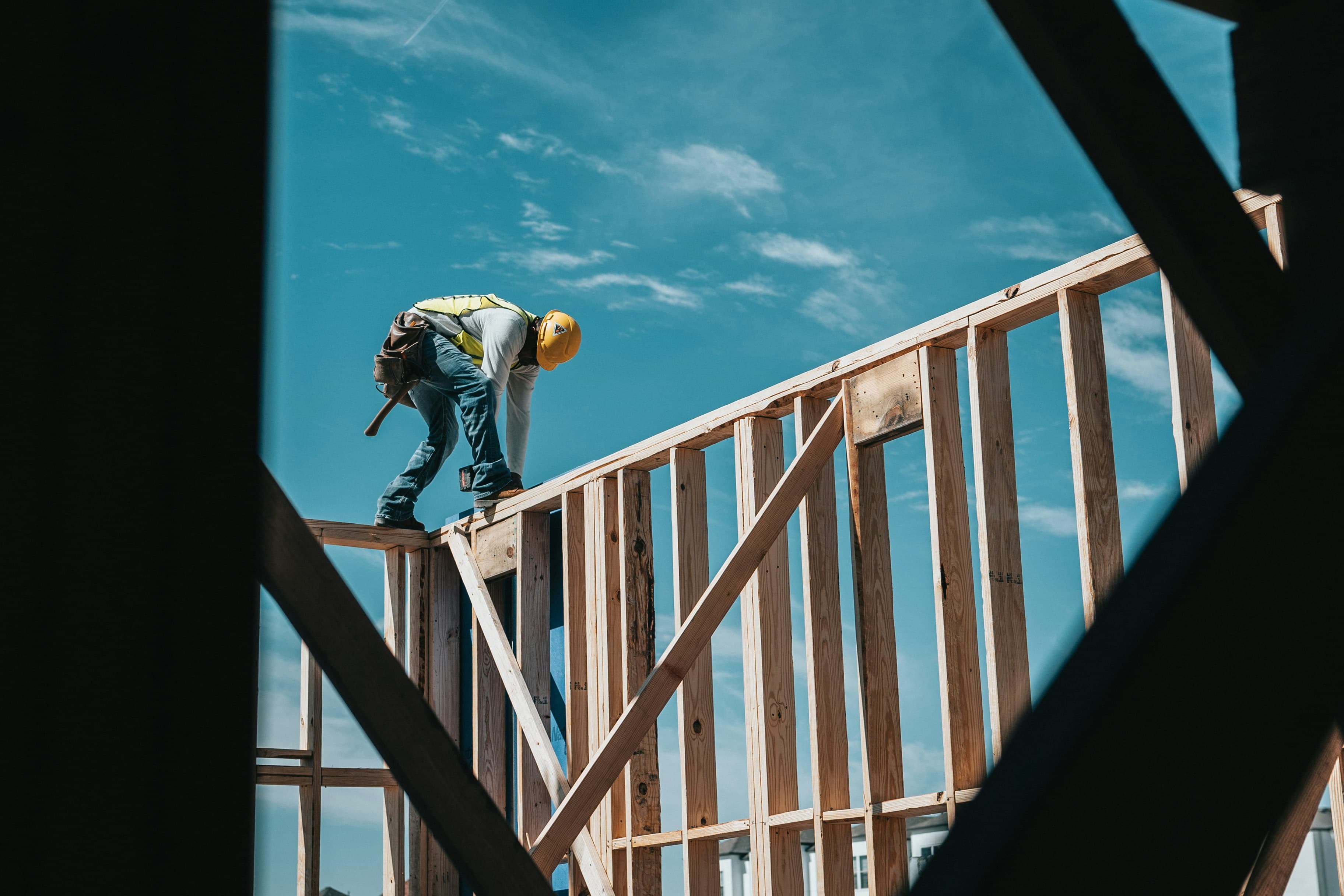 Carpenter framing a home