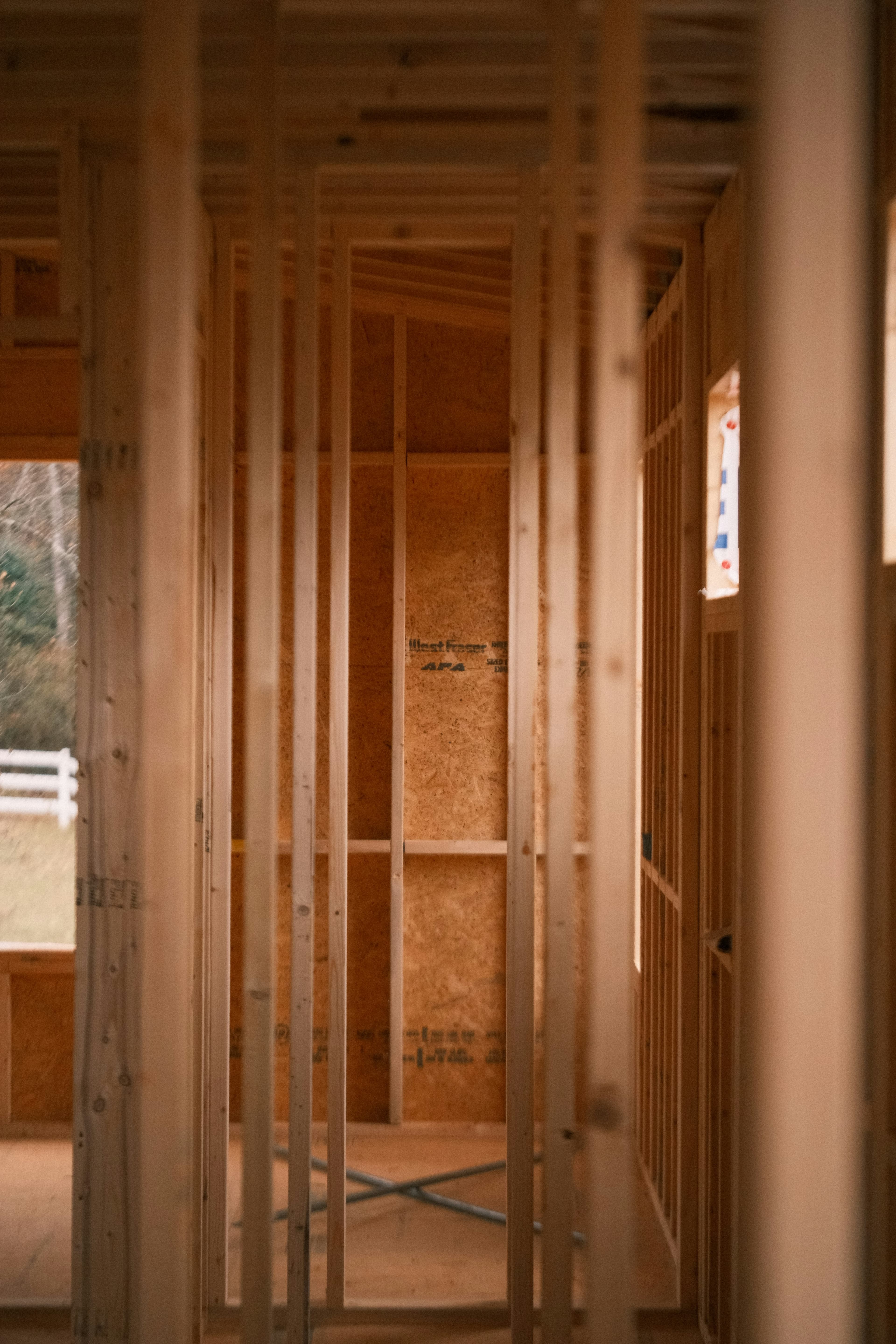 Interior stud framing of a new home
