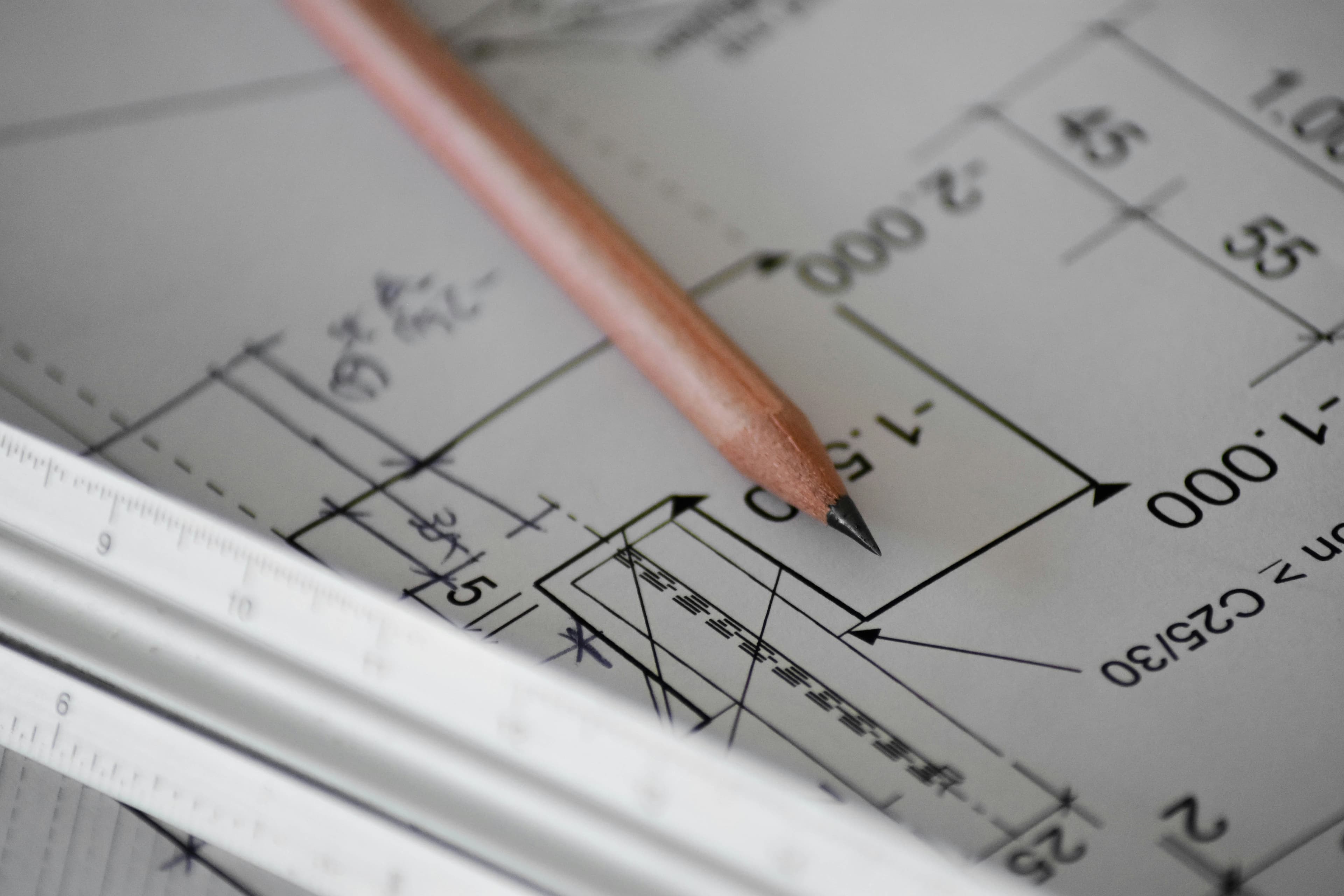 Construction drawings and scale rule